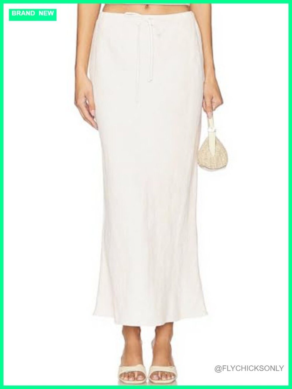 Linen Maxi Skirt with Lining Drawstring Flowy Flared Long Skirt for Women